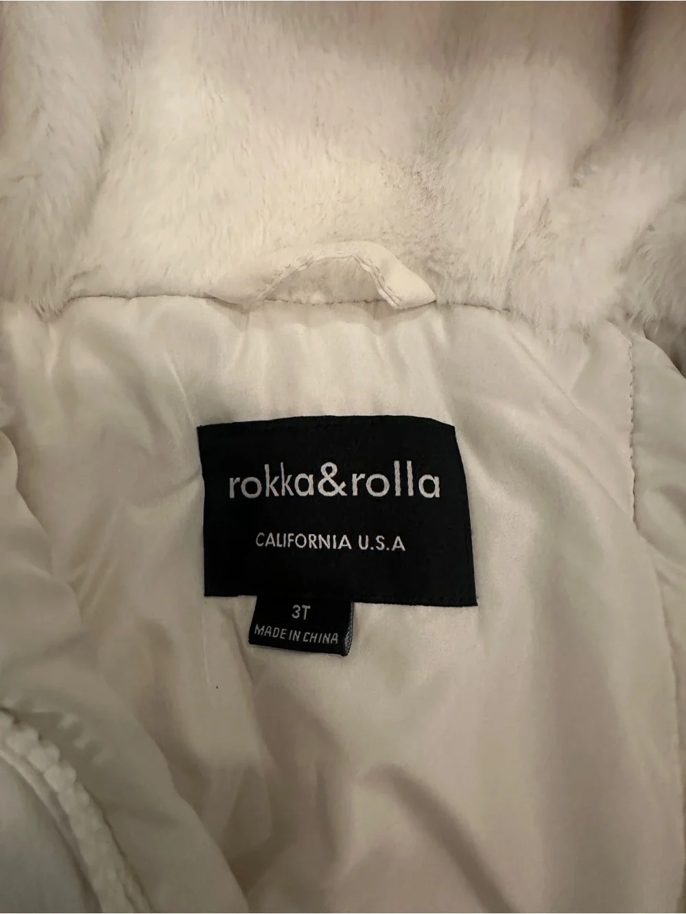 Girls Cream Faux-Fur Hooded Puffer Coat